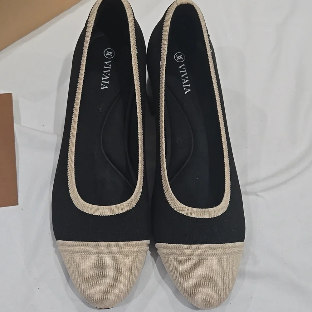 Vivaia Julie Pro Almond Cap Toe Knit Pumps Size 40 NIB - Picture 2 of 10